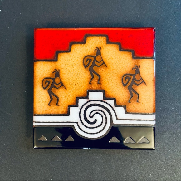 Kokopelli Masterworks Pottery Art Tile 4” Southwest Native American USA - Picture 2 of 10